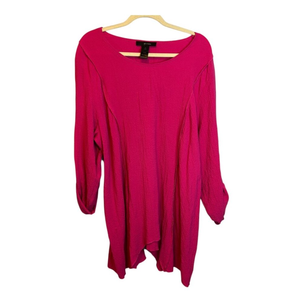 Ali Miles Blouse Women's Size 3X‎ Gauze Tunic Office Pink